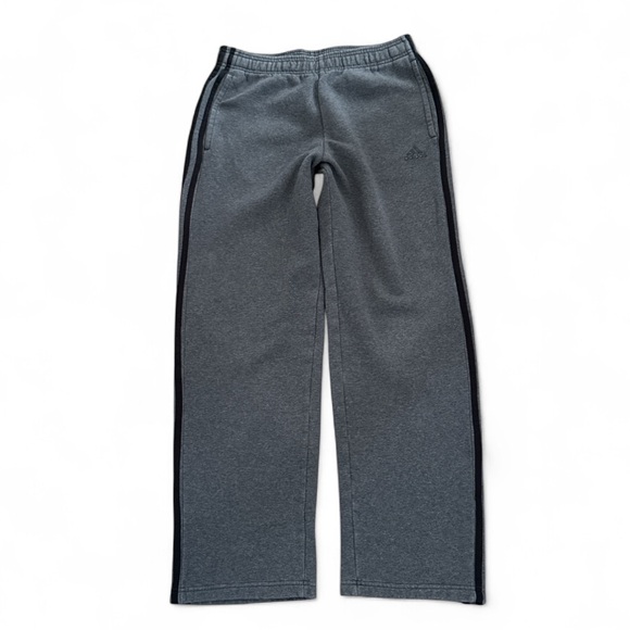 Adidas Men's Medium Gray 3-Stripes Track Pants Cotton Blend Athletic Joggers - Picture 1 of 7